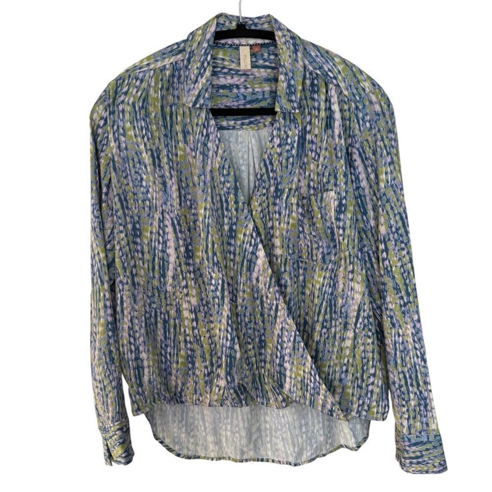 Pilcro Tisha Surplice Anthropologie Women's Blue Blouse Size XS - Picture 3 of 6